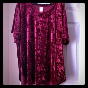 Faded Glory Wine Colored Velvet Blouse 4x